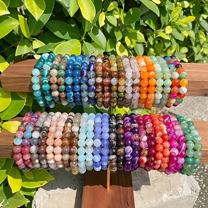 110pcs Random Combined Glass Bead Bracelet Set for Men